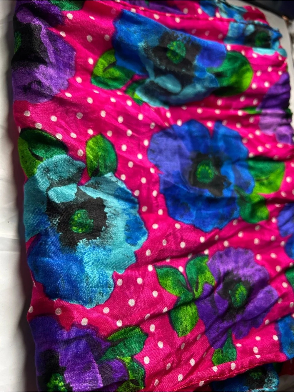 Bright Red Floral Silk Scarf